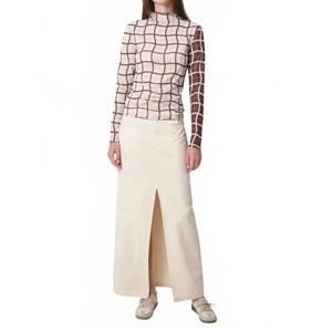 NEW FIND ME NOW khaki midi skirt in antique white